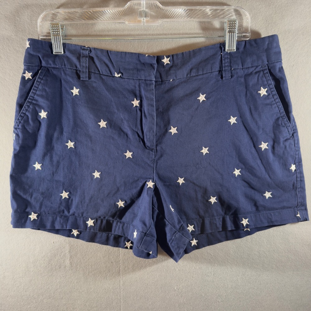 375 | British Khaki Womens 10 Star Embroidered Patriotic Chino Shorts Navy Blue
